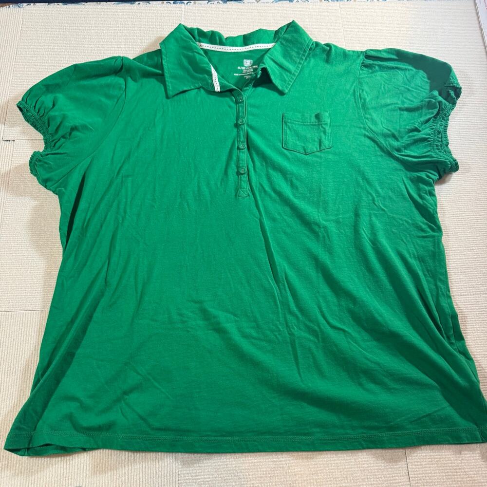 Lot of 2 Faded Glory Women's Polo 4X ( 26/28 ) Plus Sized 100% Cotton Green Red